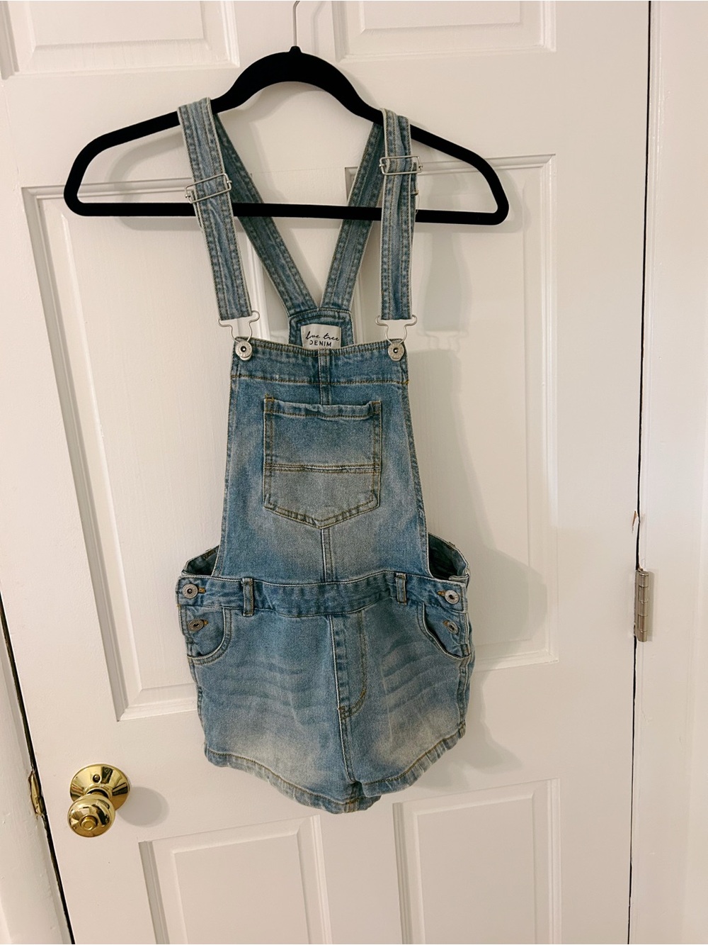 Free People denim overall shorts